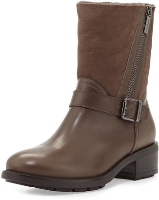 Aquatalia Saphire Shearling-Lined Ankle Boot, Taupe
