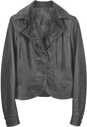 Forzieri Black Leather Two-Button Jacket