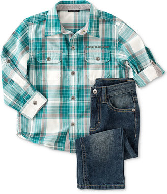 Calvin Klein Little Boys' 2-Piece Shirt & Jeans Set