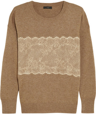 J.Crew Needle-punched lace fine-knit sweater