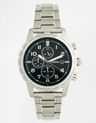 Fossil Dean Chronograph Stainless Steel Strap Watch FS4542 - Silver