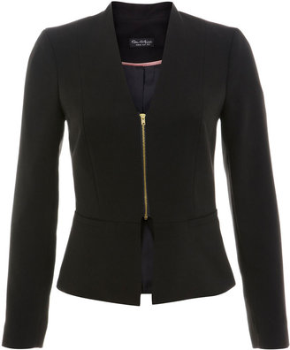 Miss Selfridge Black zip peplum jacket