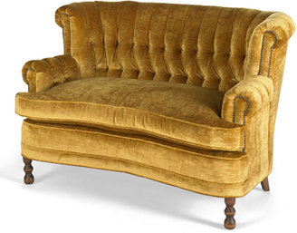 Horchow Gold Wing-Back Loveseat