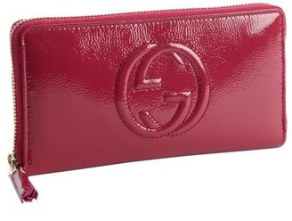 Gucci bouganvillea patent leather GG zip continental wallet