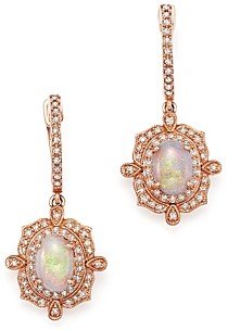 Bloomingdale's Opal and Diamond Antique Inspired Drop Earrings in 14K Rose Gold - 100% Exclusive