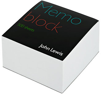 John Lewis 7733 John Lewis Memo Block, White