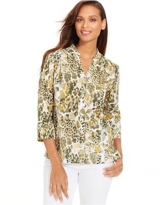Alfred Dunner Animal-Print Button-Front Shirt