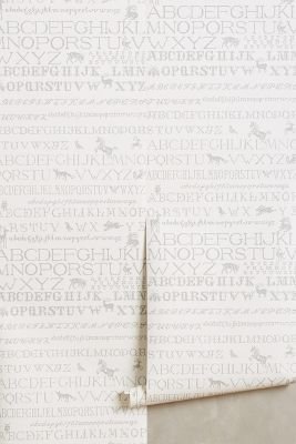 Anthropologie Needlework Alphabet Wallpaper