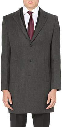 HUGO Antaris leather-panelled wool overcoat - for Men