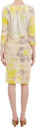 Raquel Allegra Plaid-Pattern Tie-Dye Dress-Yellow