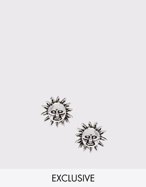 ASOS Sterling Silver Sun Earrings - Silver