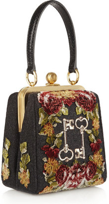 Dolce & Gabbana Agata ayers-trimmed appliquéd felted-twill clutch