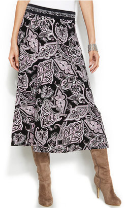 INC International Concepts Petite Paisley-Print Midi Skirt