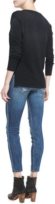 Current/Elliott Off-Campus Jersey Henley & Stiletto Distressed Denim Jeans