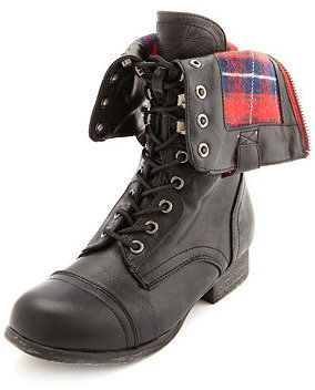 Charlotte Russe Zip-Back Fold-Over Combat Boot