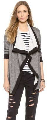 Three Dots Contrast Open Terry Cardigan