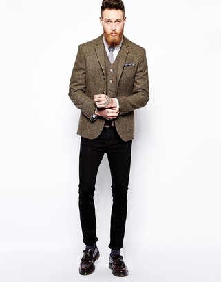 ASOS Slim Fit Blazer In Harris Tweed