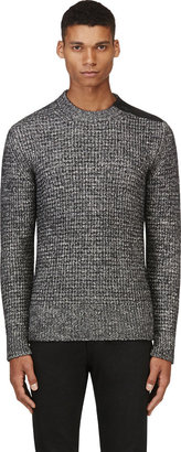 Belstaff Black Marled Cotton & Leather Corsley Sweater