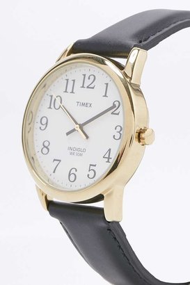 Timex Black Leather Gold Case Watch