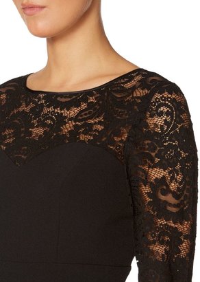 Eliza J Illusion lace midi dress with 3/4 length sleeve