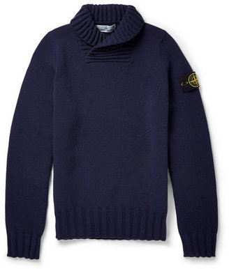Stone Island Wool-Blend Shawl-Collar Sweater