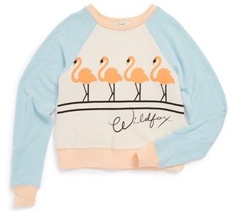 Wildfox Couture 'Dancing Flamingos' Raglan Sleeve Sweatshirt (Little Girls)