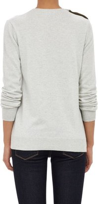 Barneys New York Cashmere Button-Trimmed Sweater-Grey