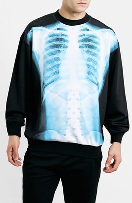 Topman Skeleton Print Crewneck Sweatshirt