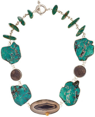 Stephen Dweck Turquoise Agate Slice Necklace