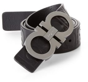 Ferragamo Stamped Gancini Leather Belt