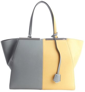 Fendi grey and yellow leather '3Jours' engraved logo plate tote