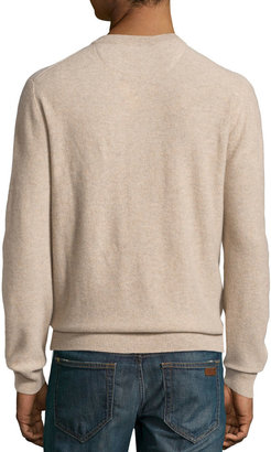 Neiman Marcus Cashmere Crewneck Sweater, Barley