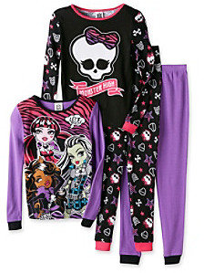 Monster High® Girls' 6-12 Purple 4-pc. Long Sleeve Pajama Set