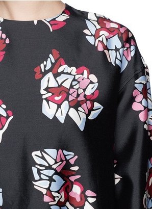 Nobrand Floral print silk-wool blouse