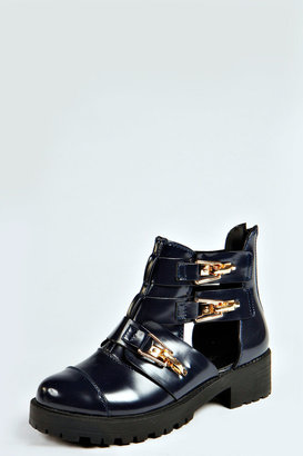 boohoo Sadie Clip Buckle Cut Out Boot