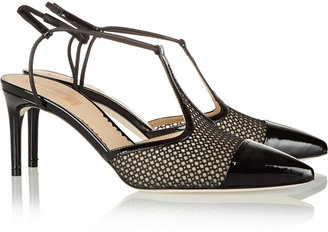 Reed Krakoff Mesh and patent-leather T-bar pumps