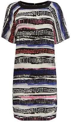 Warehouse Textured Stripe Print Dress, Multi