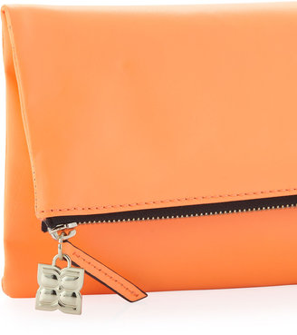 BCBGMAXAZRIA Carina Leather Foldover Clutch Bag, Orange