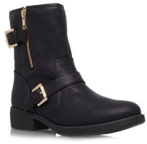 Miss KG Black 'Justine' Flat buckled ankle boots boots