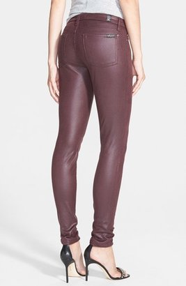7 For All Mankind 'The Skinny' Faux Leather Skinny Pants (Burgundy Crackle)