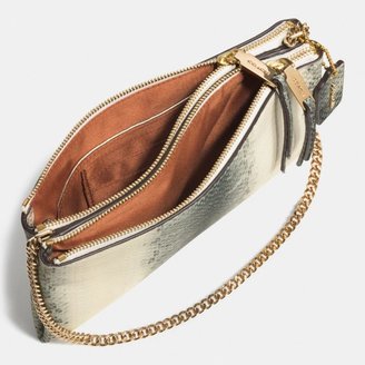 Coach Zip Top Crossbody In Striped Python Embossed Leather