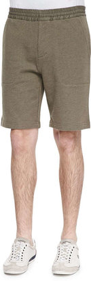 Vince French-Terry Sweat Shorts, Moss