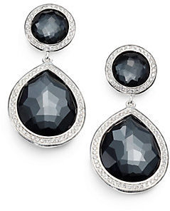 Ippolita Stella Hematite, Diamond & Sterling Silver Two-Stone Drop Earrings
