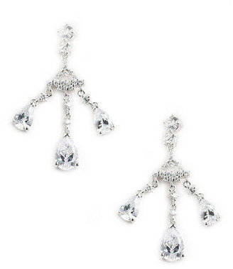 Lord & Taylor Sterling Silver And Cubic Zirconia Drop Earrings