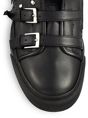 Giuseppe Zanotti Studded Leather Buckle & Fringe High-Top Sneakers