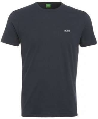 HUGO BOSS Green T-Shirt, Navy Blue Regular Fit Tee With Contrast Logo