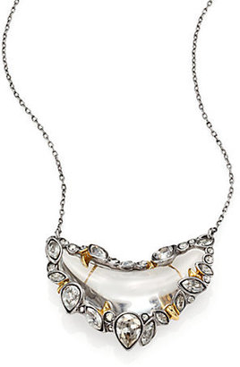 Alexis Bittar Lucite & Crystal Jagged Crescent Pendant Necklace