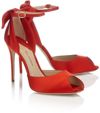 Paul Andrew Red Satin Fatales Sandals