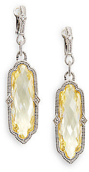 Judith Ripka Oblong Faceted Stone and Sterling Silver Earrings