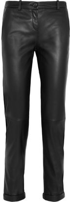 Theory Mid-rise leather straight-leg pants